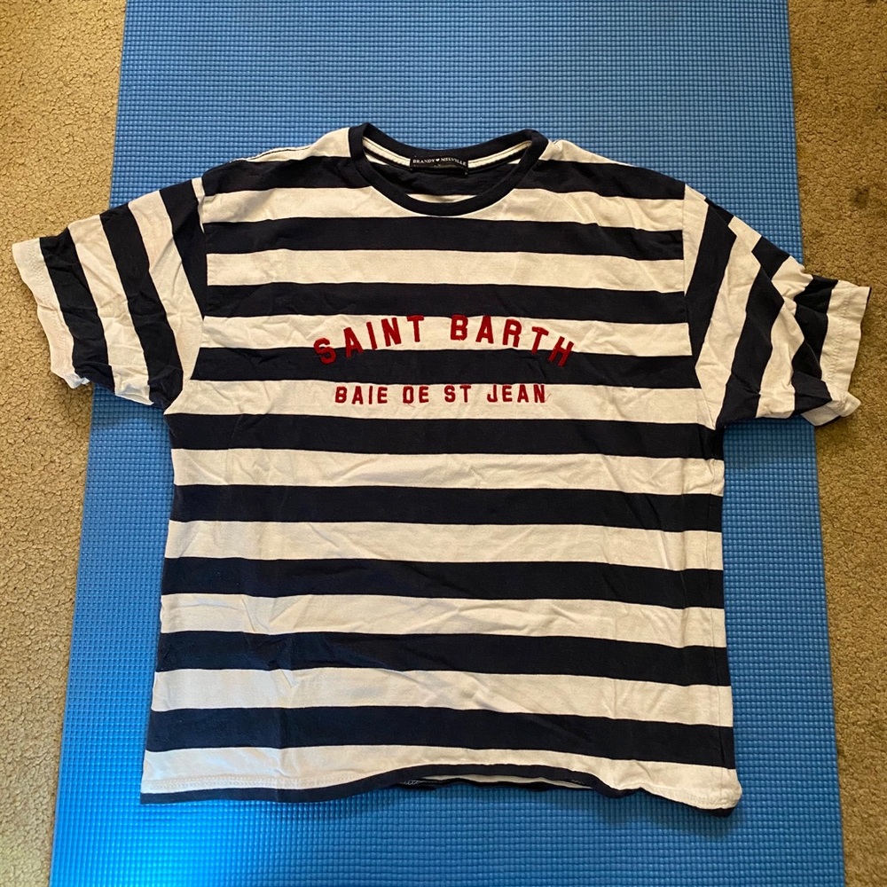 BRANDY MELVILLE Navy+White Crop Tee